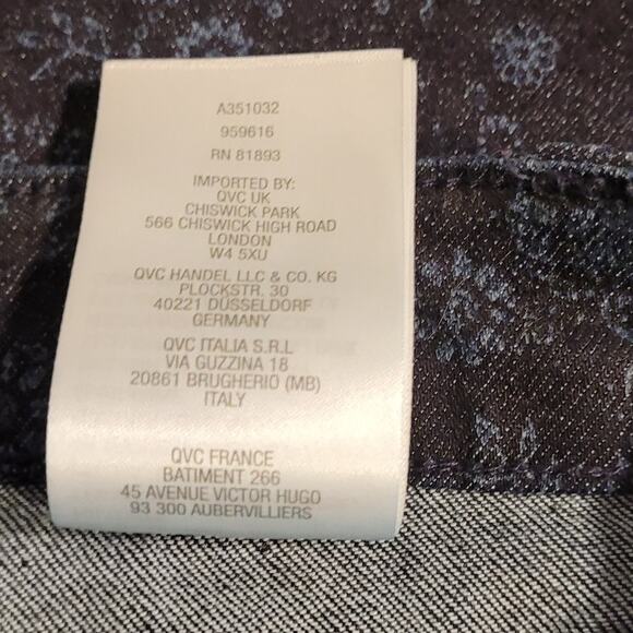 Susan Graver Sz 8 Jacquard Ankle Pants Navy Blue Floral Slim Stretch Career - Picture 10 of 11